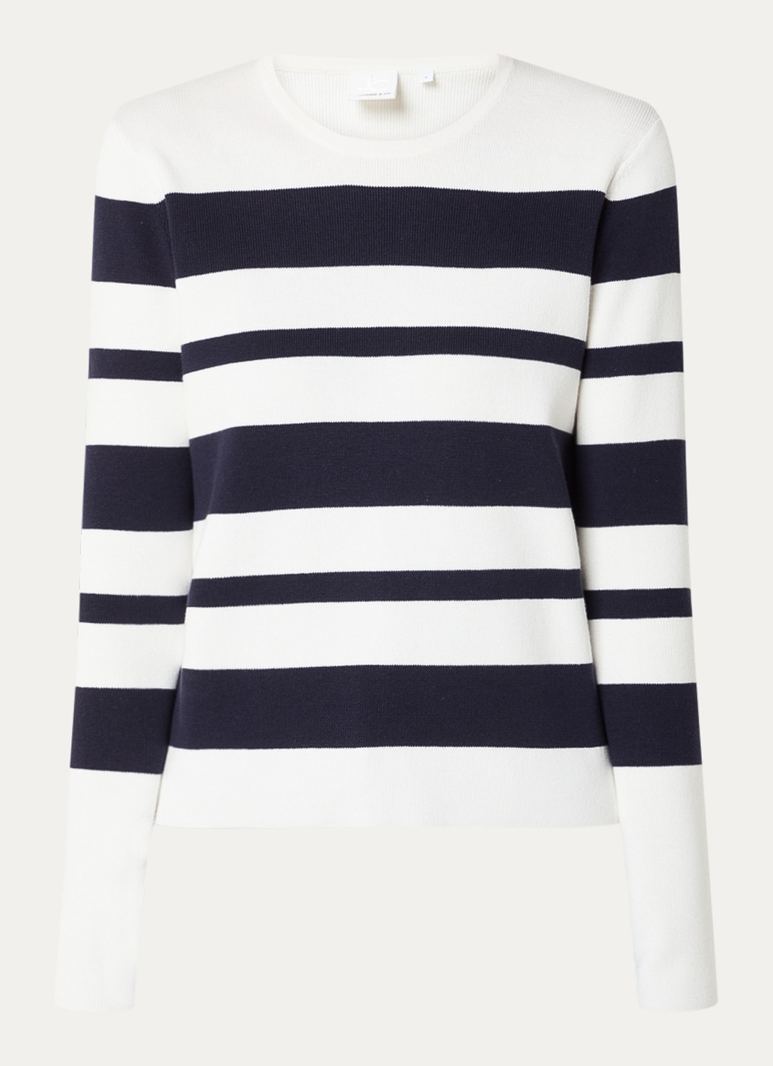 Josephine & Co Breanne sweater met streepprint - voorkant 2 donkerblauw