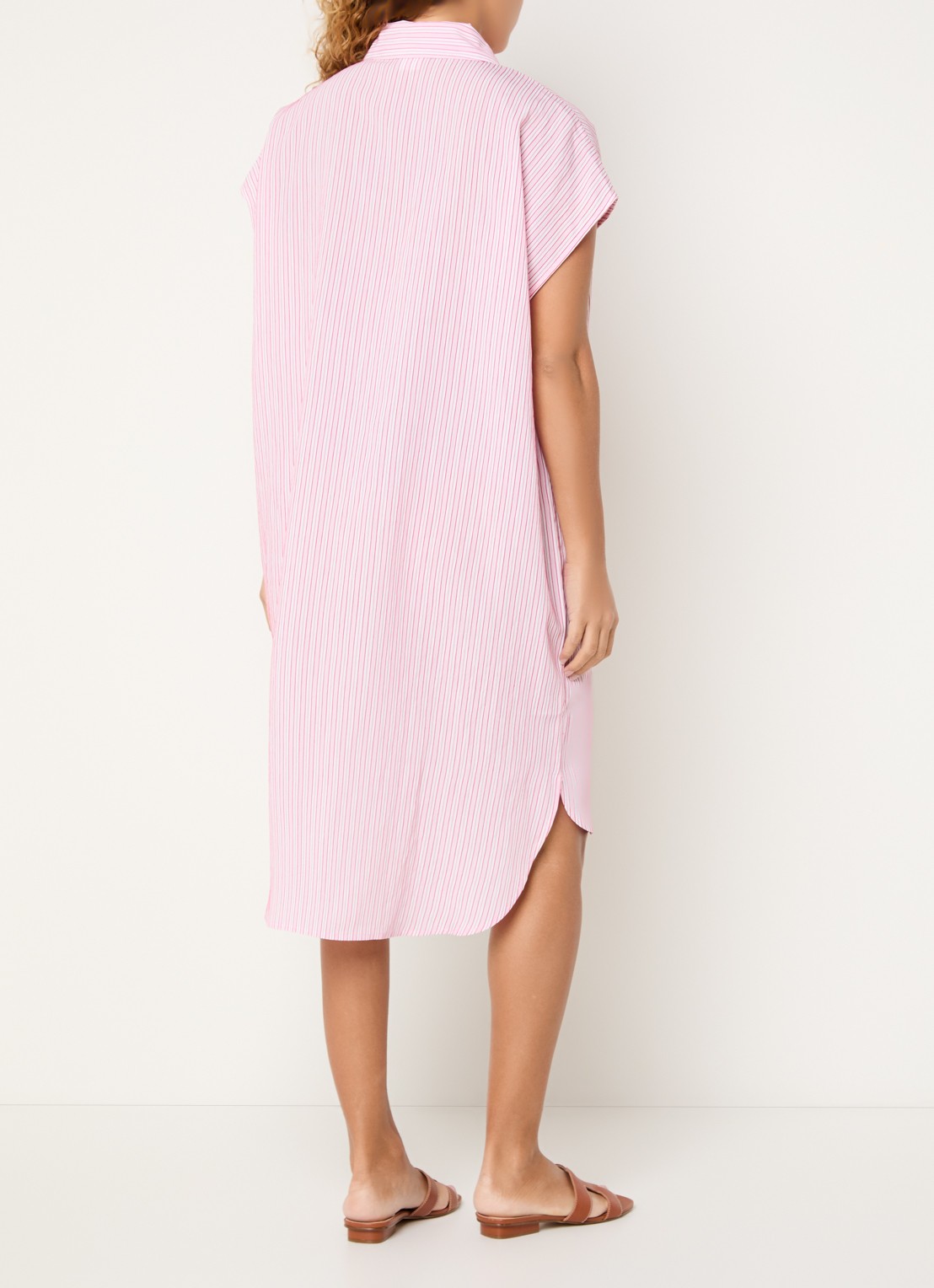 Josephine & Co Bree midi blousejurk met streepprint - achterkant roze