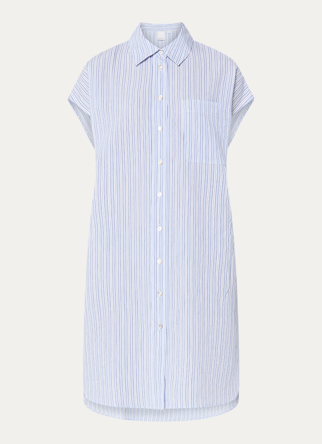 Josephine & Co Bree midi blousejurk met streepprint - voorkant lichtblauw
