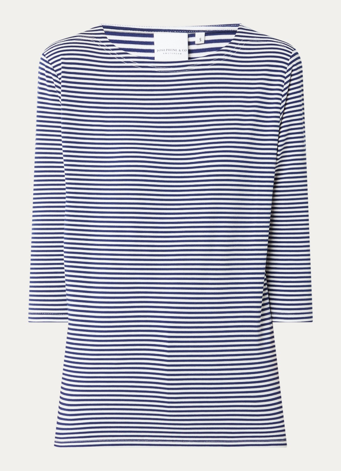 Josephine & Co Brit T-shirt met boothals en streepprint - voorkant 2 donkerblauw