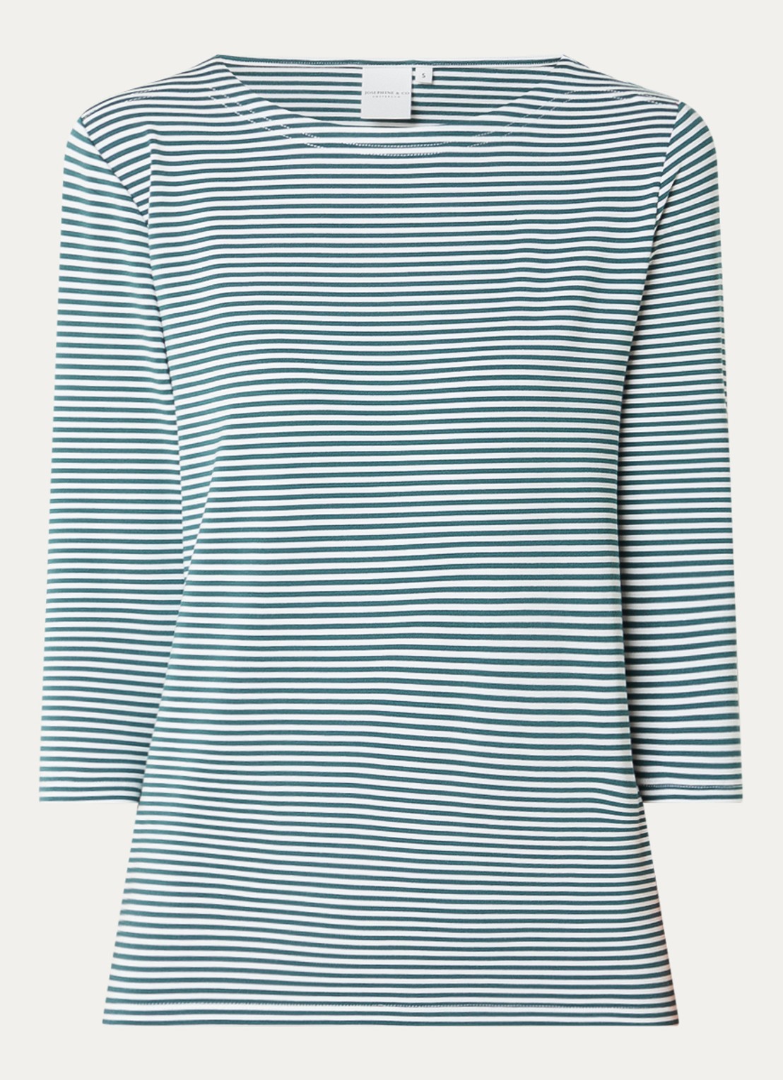 Josephine & Co Brit T-shirt met boothals en streepprint - voorkant 2 groen