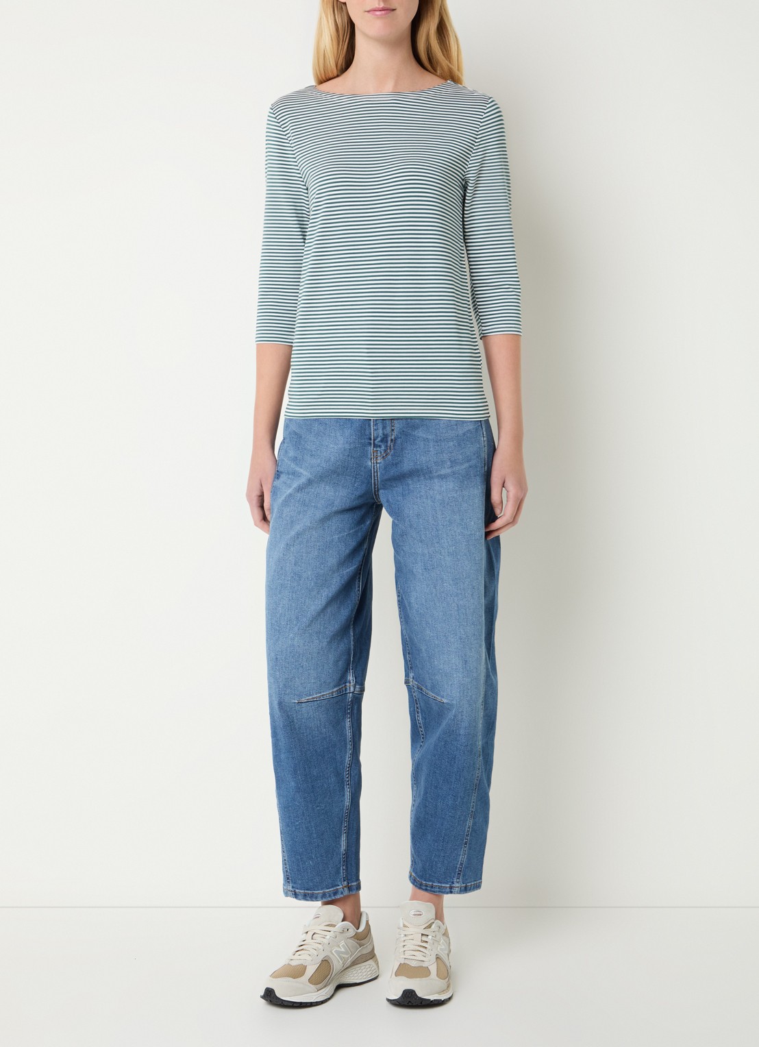 Josephine & Co Brit T-shirt met boothals en streepprint - voorkant 3 groen