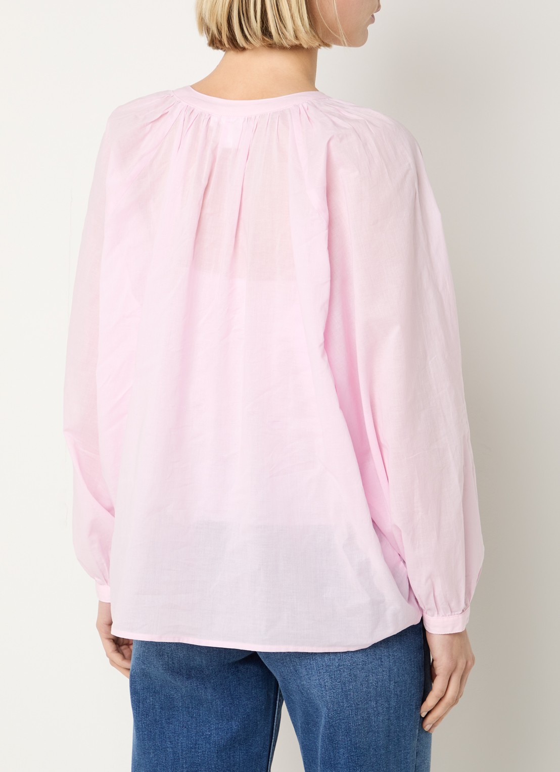 Josephine & Co Brooklynn blouse met stolpplooi en ballonmouw - achterkant 4 lichtroze