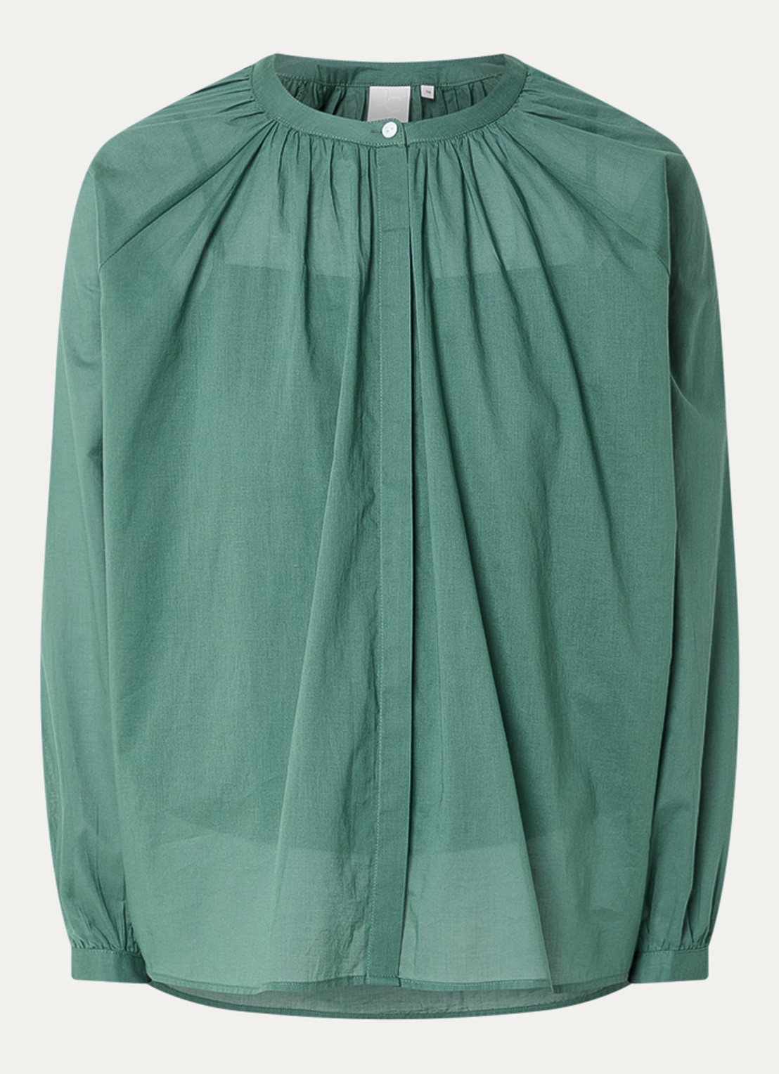 Josephine & Co Brooklynn blouse met stolpplooi en ballonmouw - voorkant 3 zeegroen