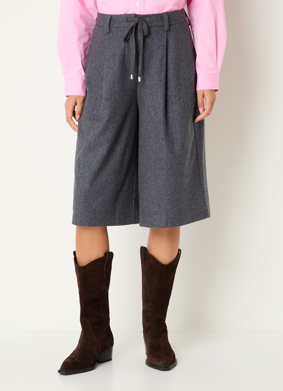 Josephine & Co Camden high waist wide fit korte broek - detail donkergrijs