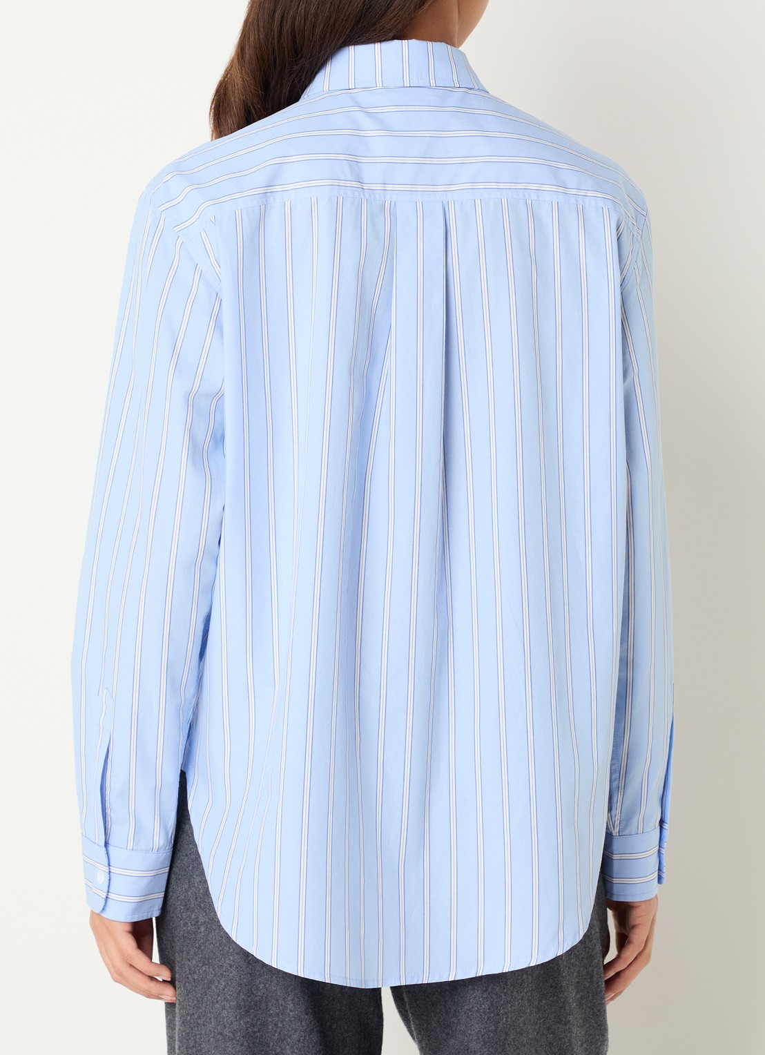 Josephine & Co Cass longline blouse met streepprint - achterkant 2 lichtblauw