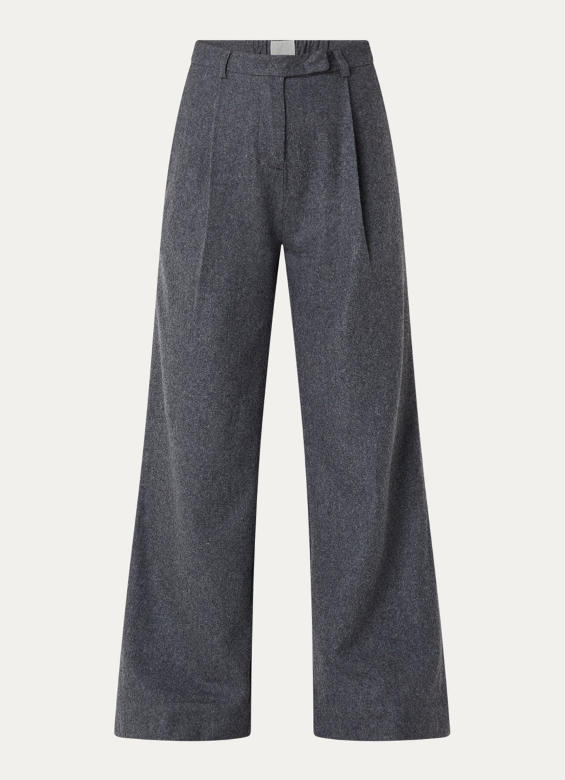 Josephine & Co Clio high waist loose fit pantalon met gemêleerd dessin - voorkant antraciet