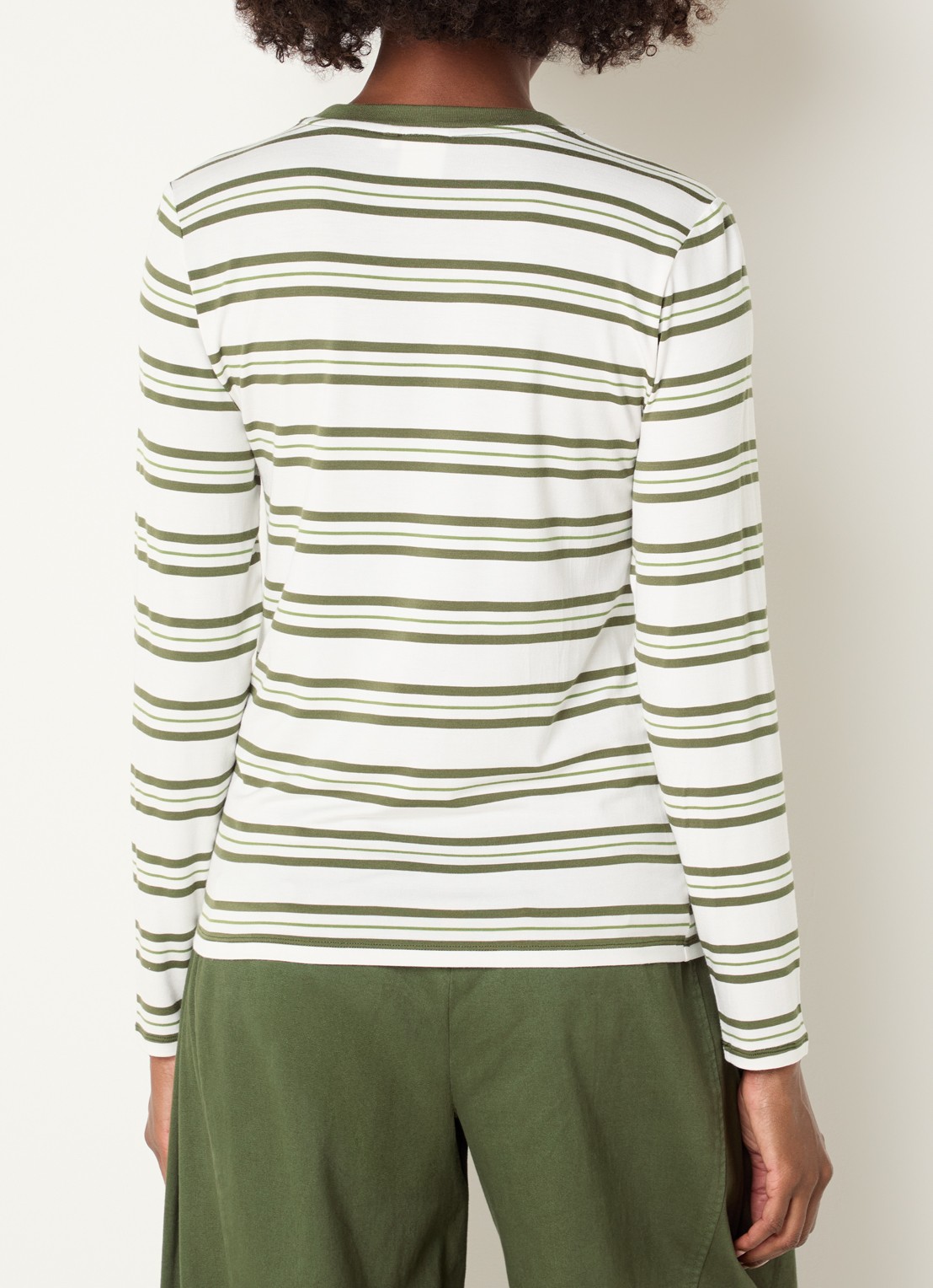 Josephine & Co Cosimo longsleeve met streepprint - achterkant mosgroen