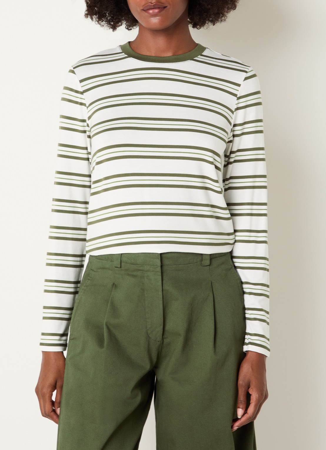 Josephine & Co Cosimo longsleeve met streepprint - detail 4 mosgroen