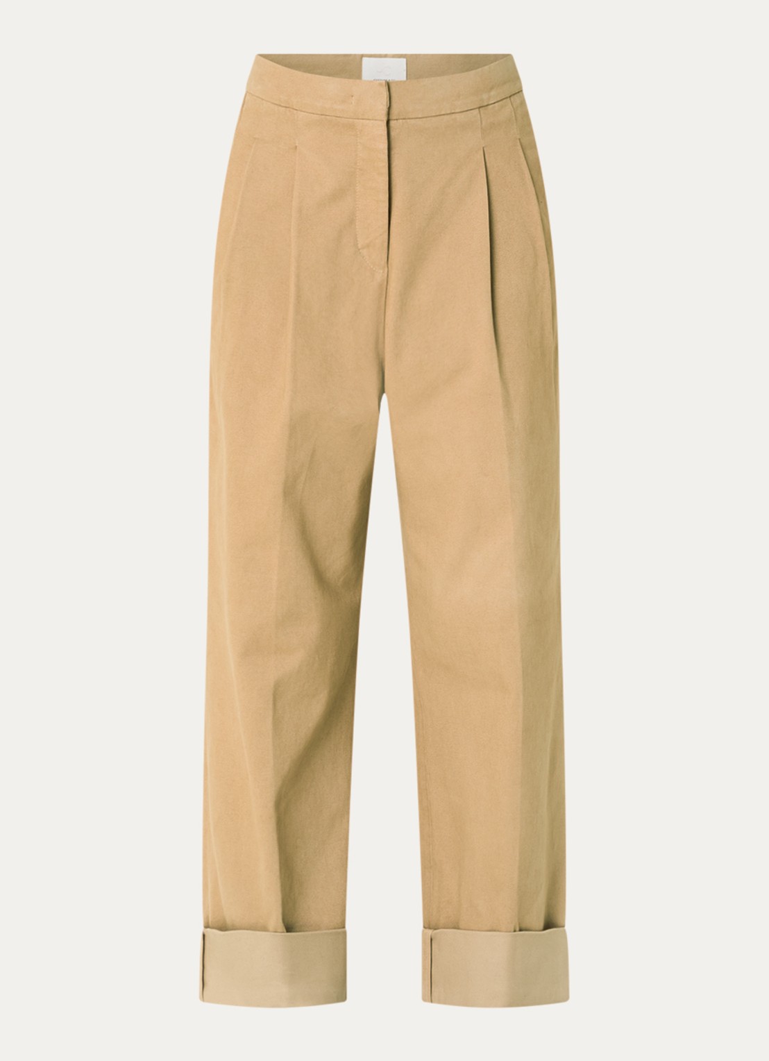 Josephine & Co Courtney high waist cropped loose fit chino met steekzakken - voorkant 2 camel