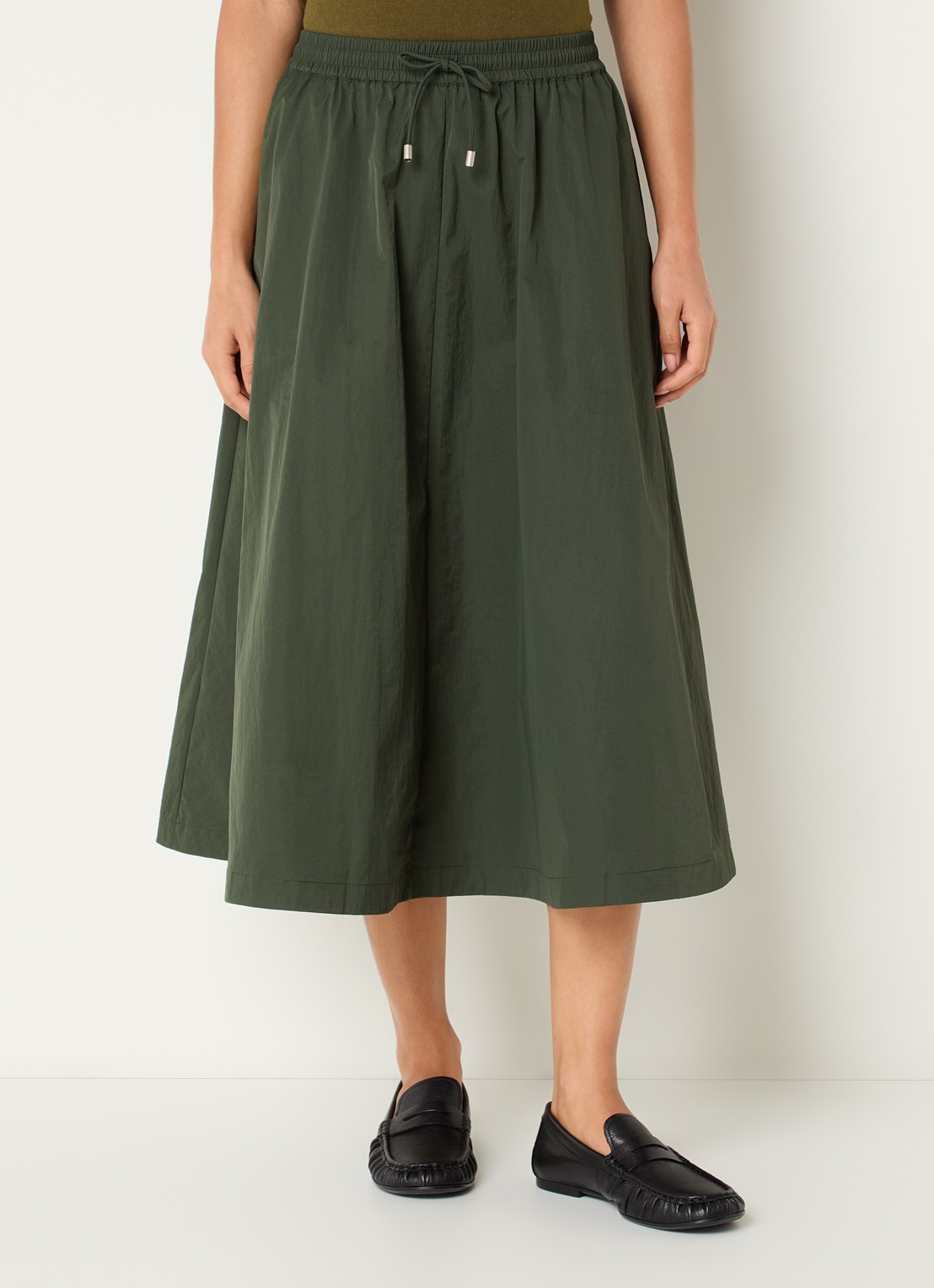 Josephine & Co Cullen midi rok met trekkoord - detail legergroen