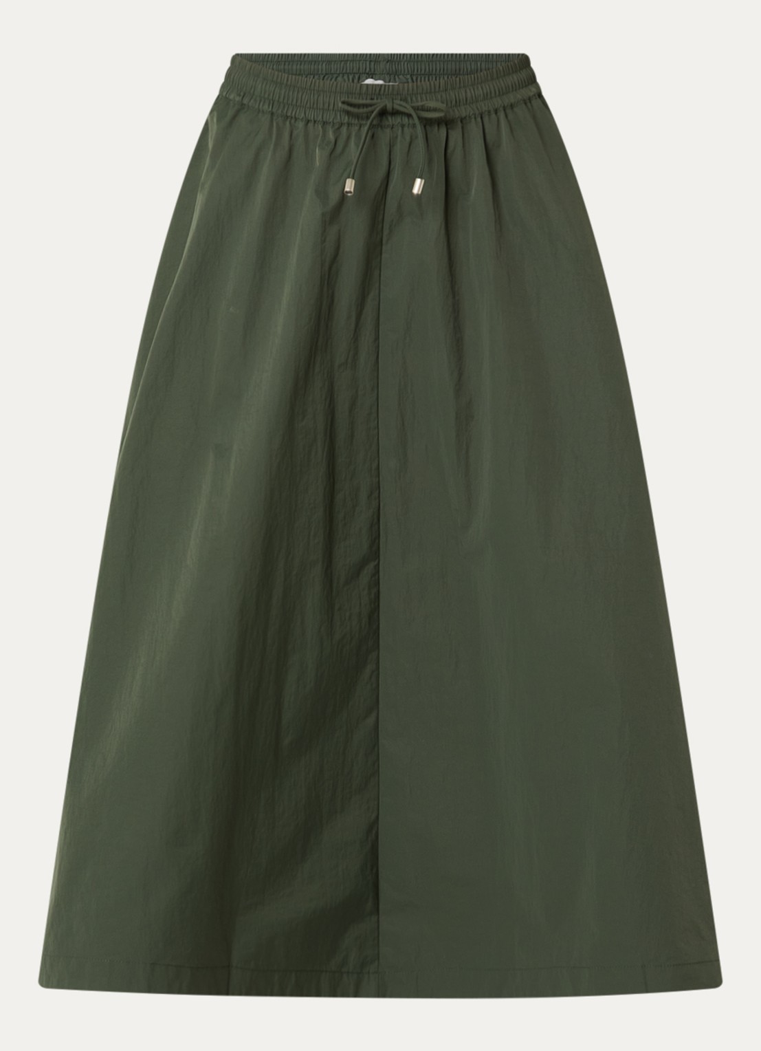 Josephine & Co Cullen midi rok met trekkoord - voorkant 3 legergroen