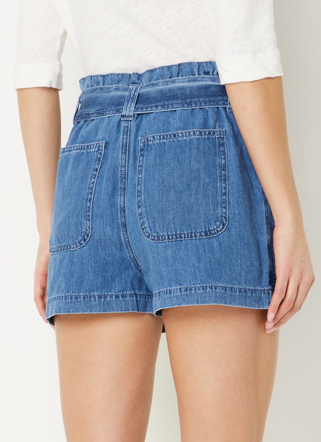 Josephine & Co Glenda high waist straight fit korte broek met strikceintuur  - achterkant 3 jeans
