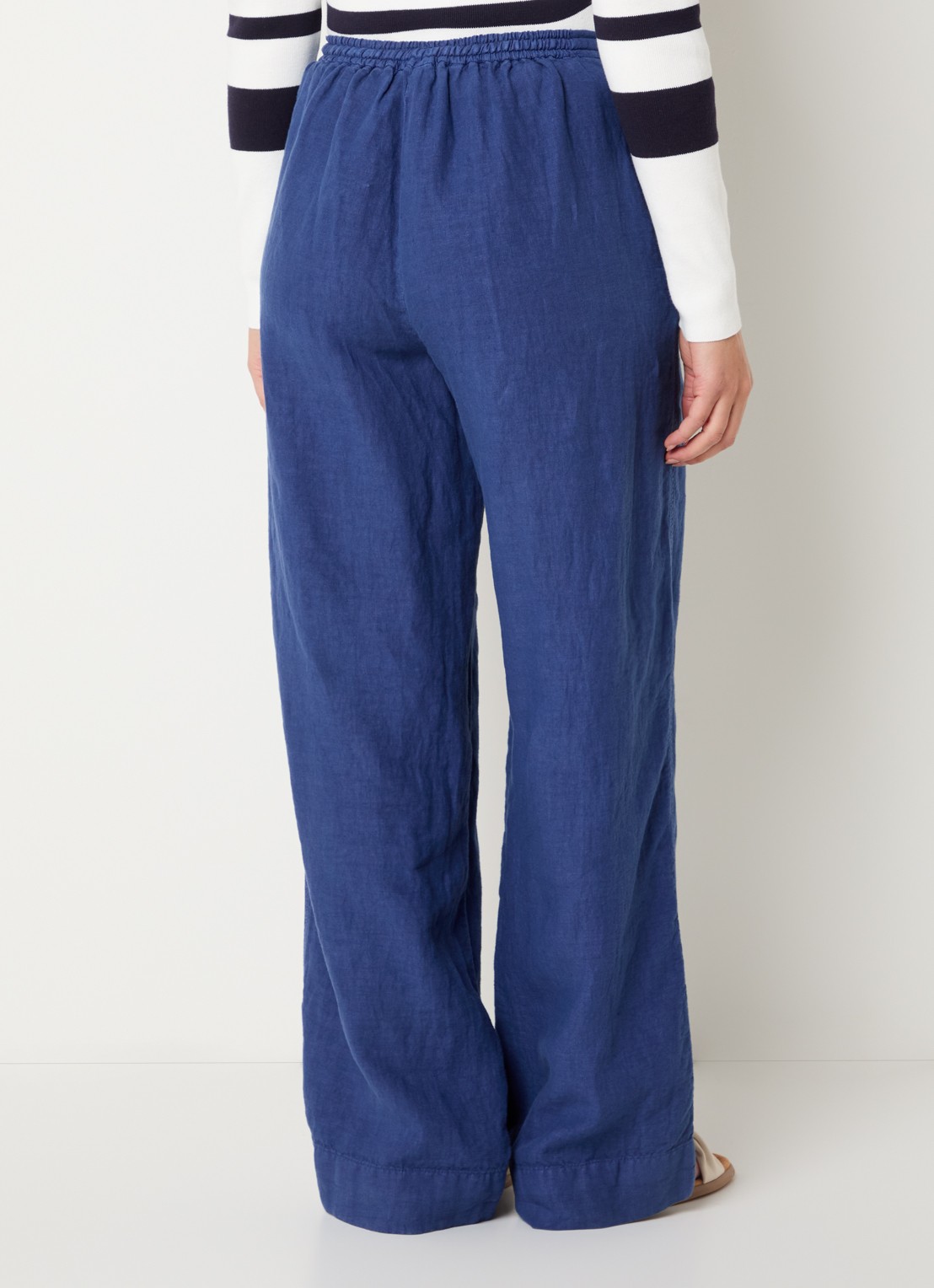 Josephine & Co High waist wide fit broek van linnen met steekzakken - achterkant 4 kobaltblauw