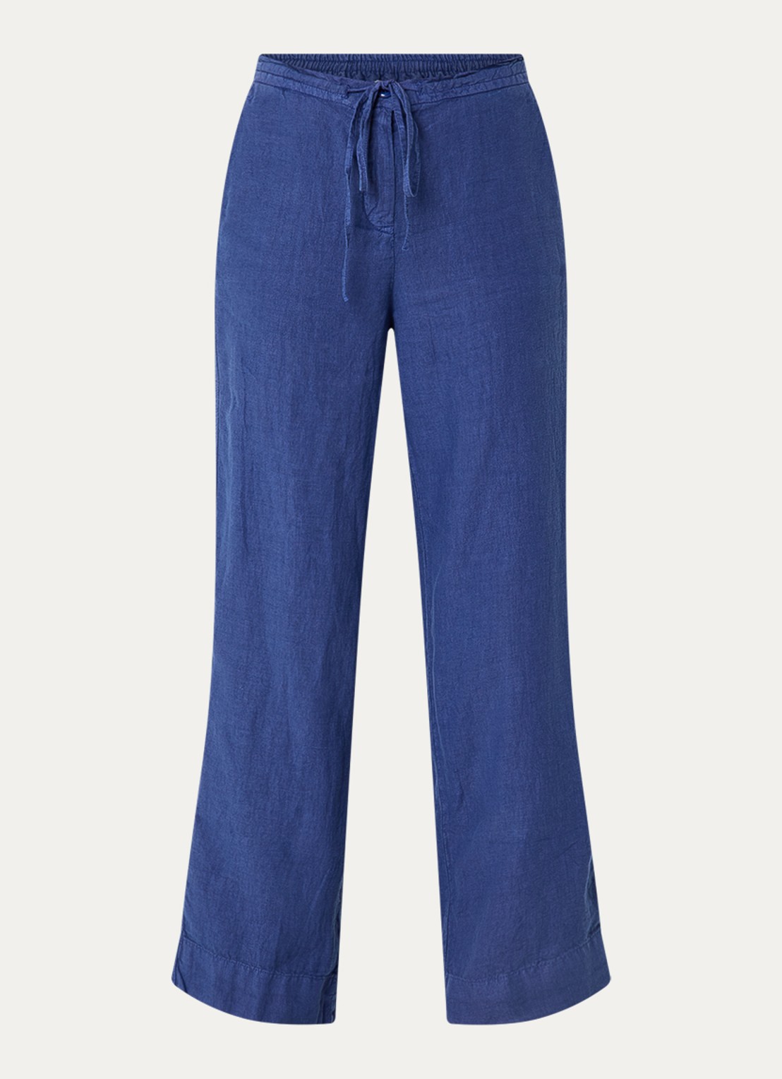 Josephine & Co High waist wide fit broek van linnen met steekzakken - voorkant kobaltblauw