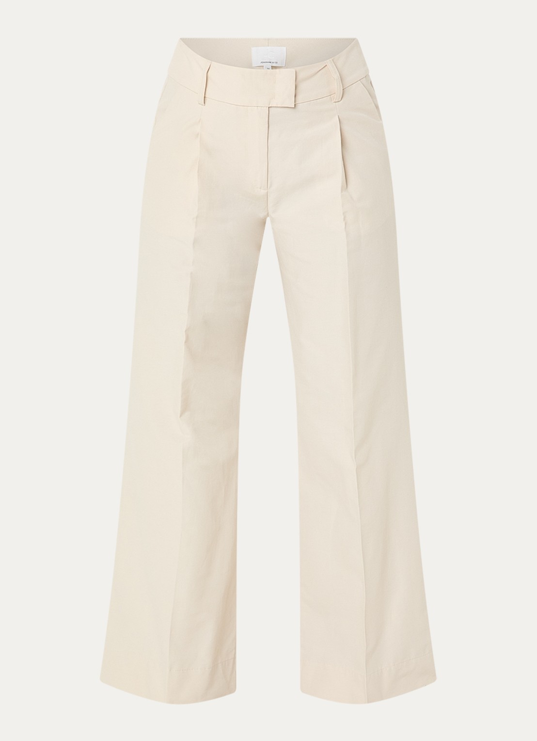 Josephine & Co High waist wide fit pantalon met steekzakken - voorkant beige