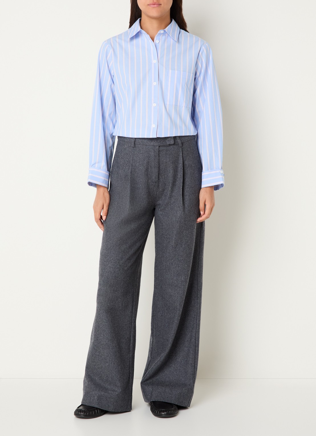 Josephine & Co Leon blouse met streepprint - voorkant 2 lichtblauw