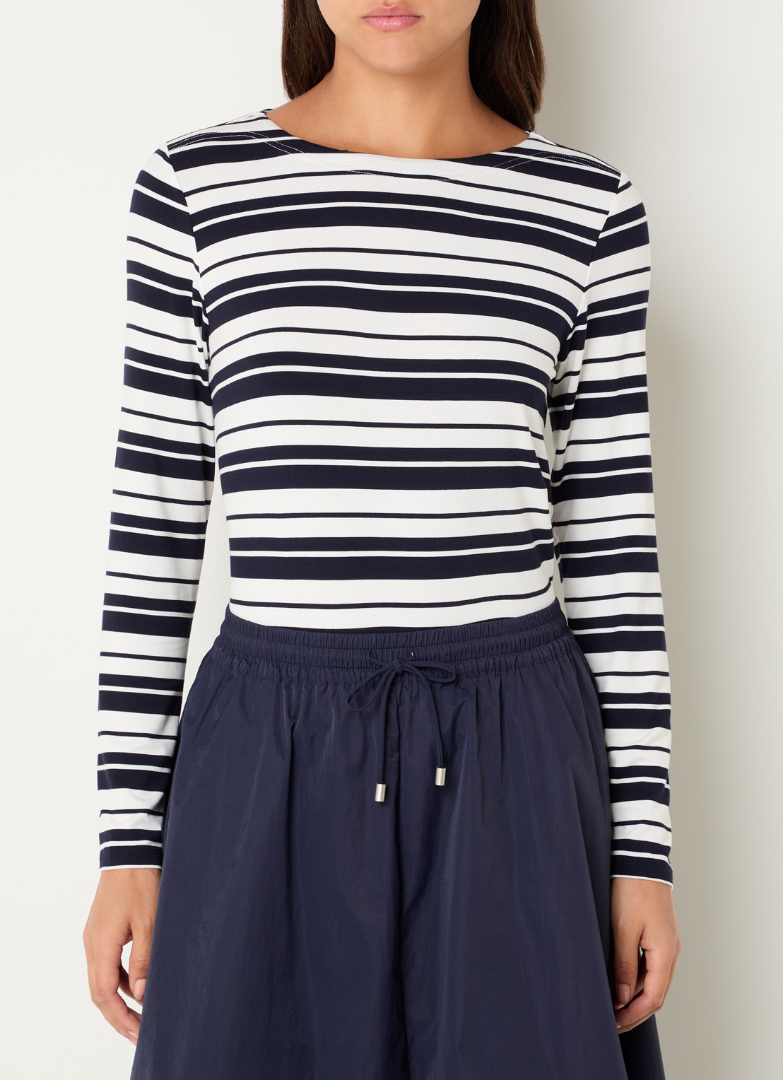 Josephine & Co Longsleeve met streepprint - detail 4 donkerblauw