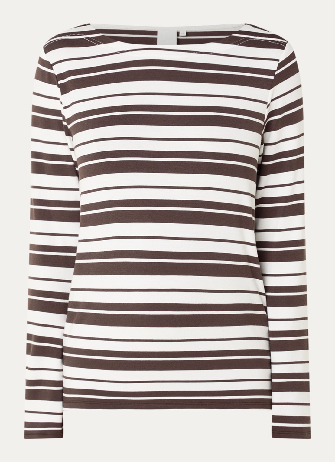 Josephine & Co Longsleeve met streepprint - voorkant 2 donkerbruin