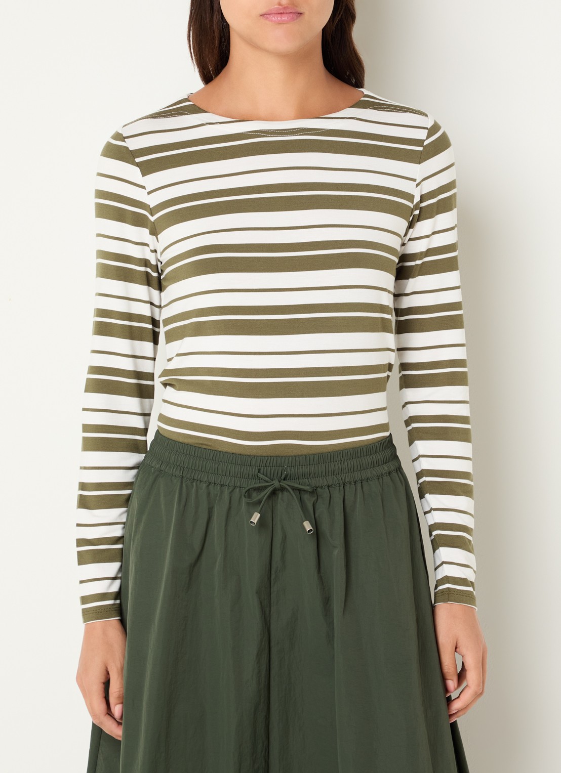 Josephine & Co Longsleeve met streepprint - detail 4 mosgroen