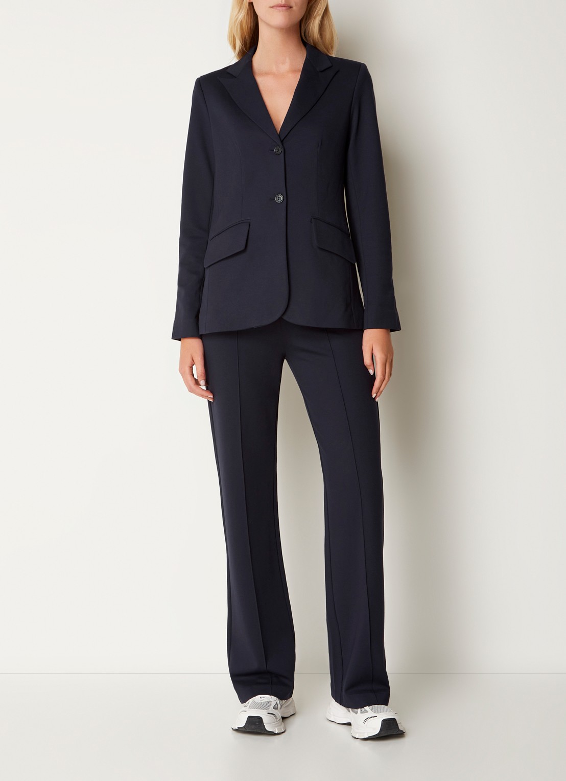 Josephine & Co Parker high waist straight fit pantalon van jersey - voorkant 3 donkerblauw