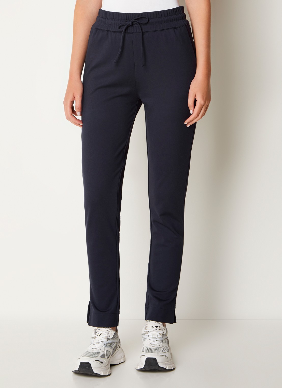 Josephine & Co Perry mid waist slim fit cropped pantalon van jersey  - detail 2 donkerblauw