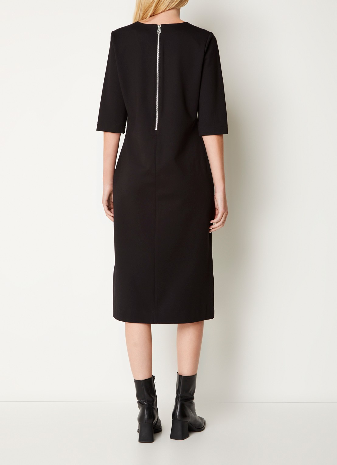 Josephine & Co Pippa midi jurk van jersey met V-hals - achterkant 3 zwart