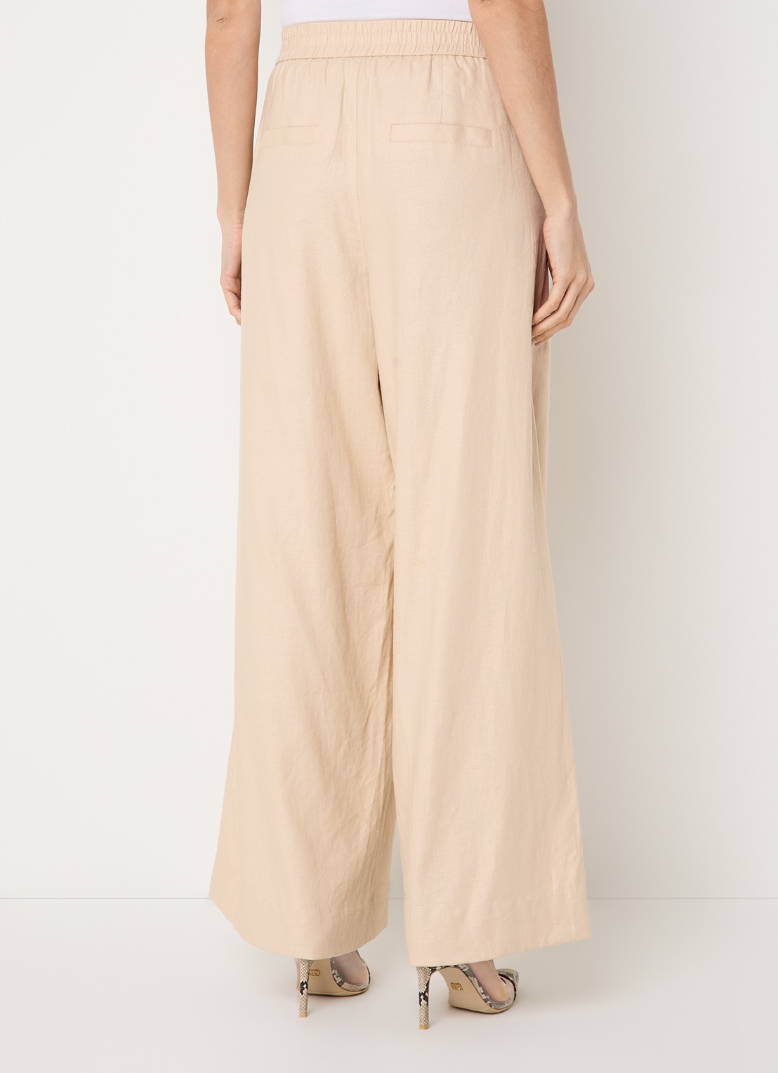 JOSH V Aries high waist loose fit pantalon met steekzakken - achterkant creme