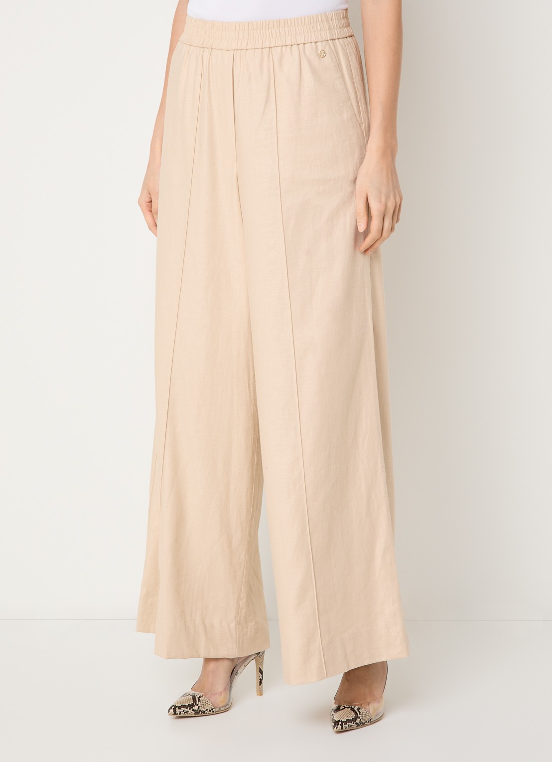 JOSH V Aries high waist loose fit pantalon met steekzakken - detail 2 creme