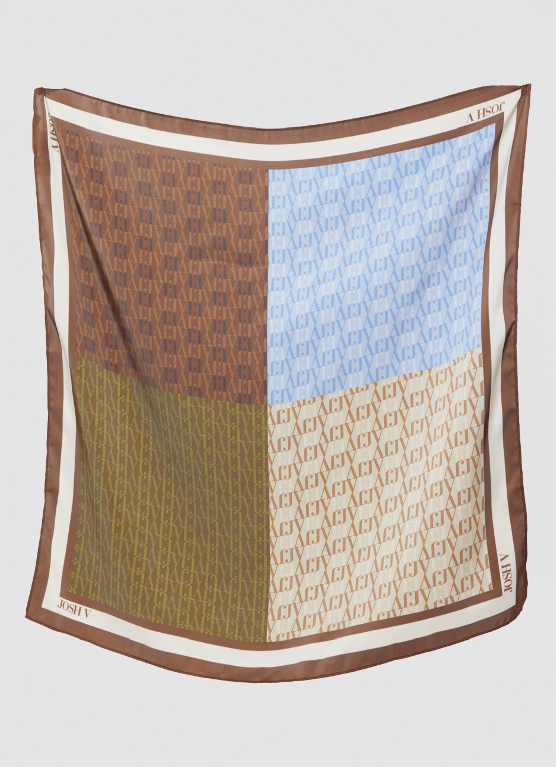 JOSH V Cadence sjaal met logoprint 45 x 45 cm  - detail 2 bruin