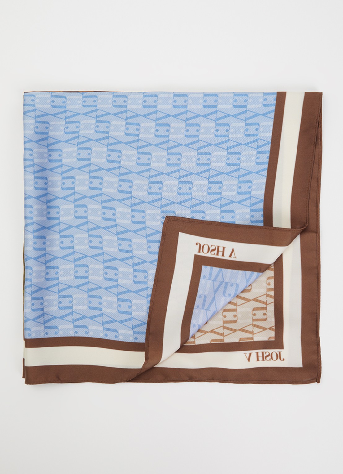 JOSH V Cadence sjaal met logoprint 45 x 45 cm  - voorkant bruin