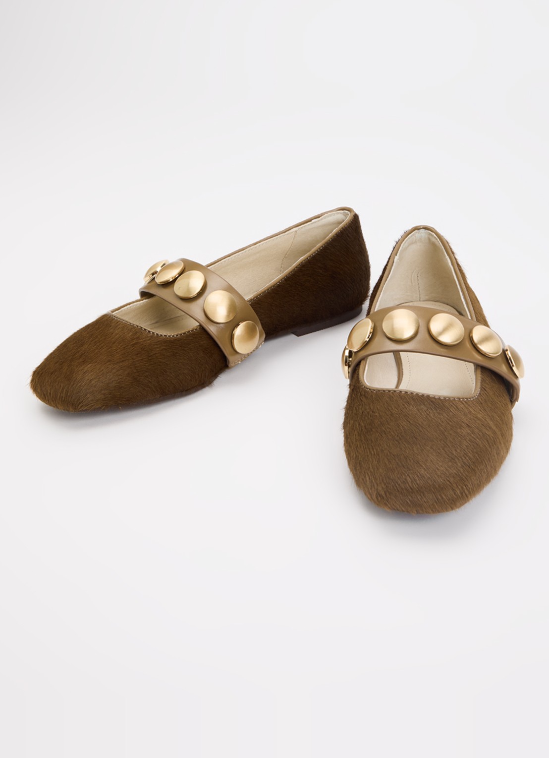 JOSH V Carlise ballerina van leer  - detail donkerkhaki