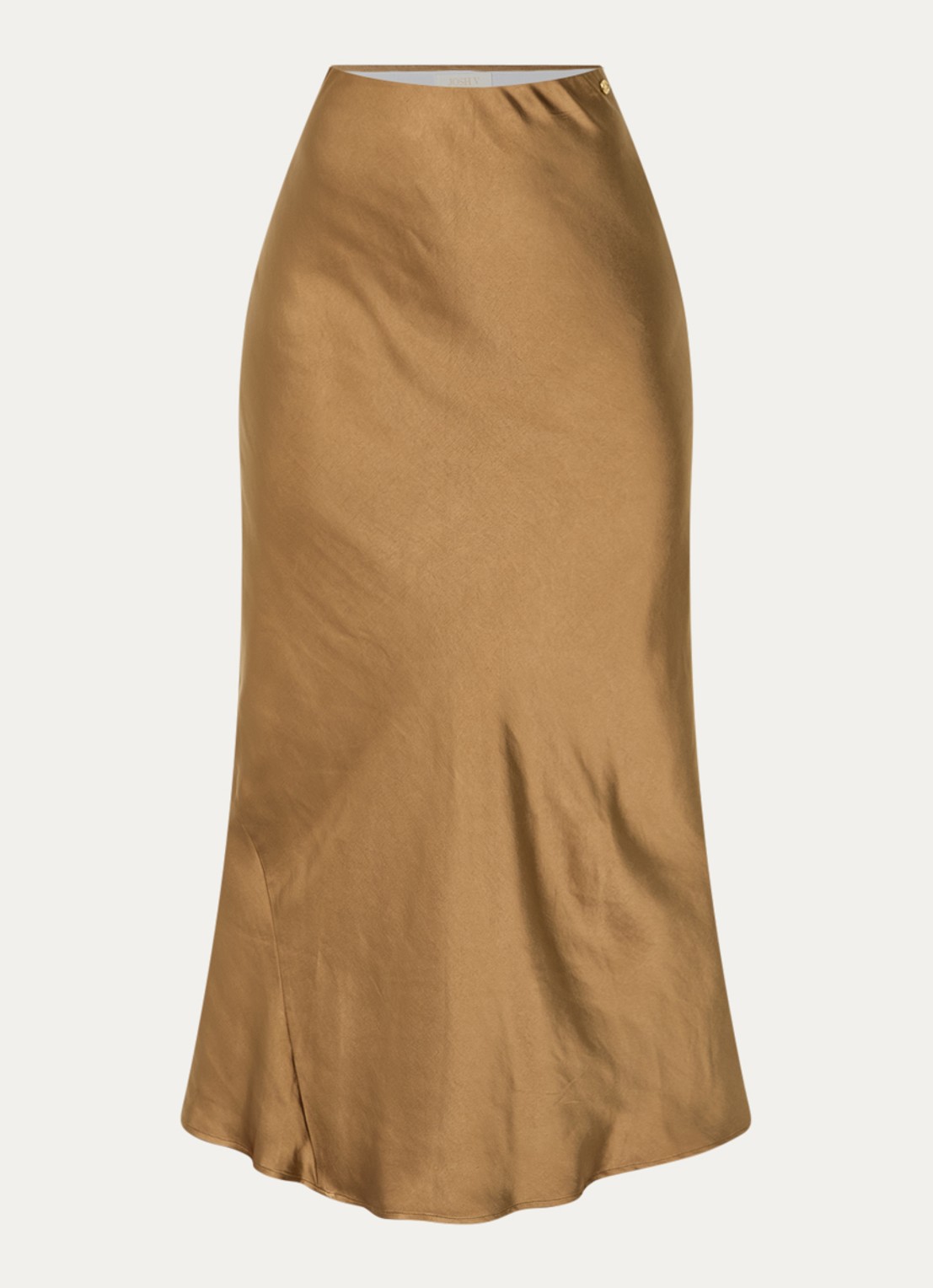 JOSH V Cosette maxi rok van satijn - voorkant 2 cognac