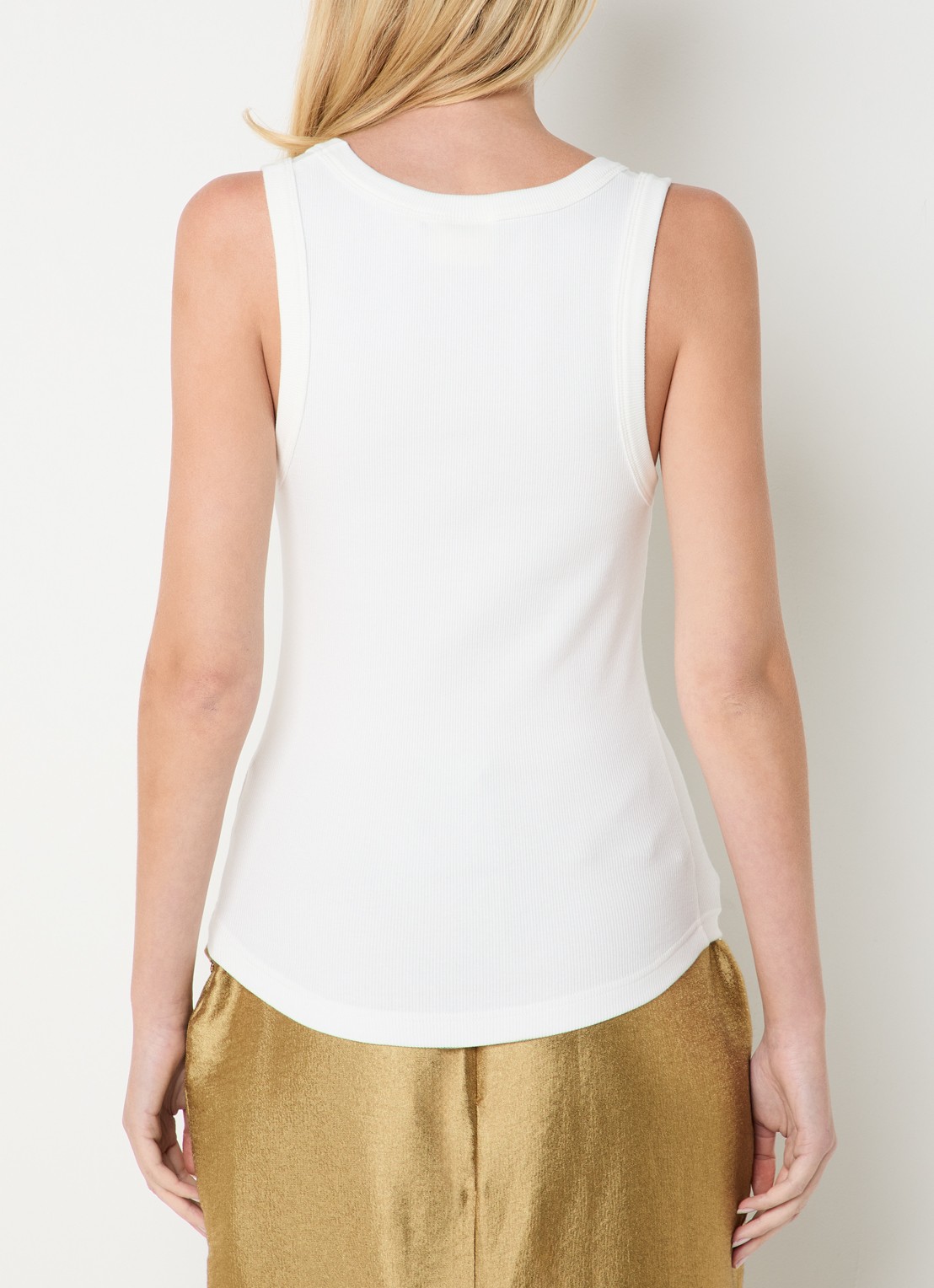 JOSH V Dieda ribgebreide tanktop met logo - achterkant 4 gebroken wit