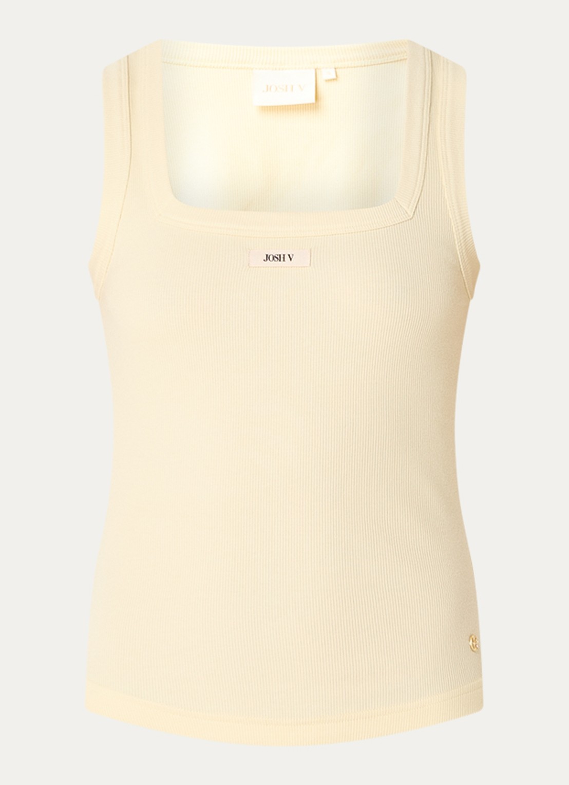 JOSH V Dieda ribgebreide tanktop met logo - voorkant 2 lichtgeel