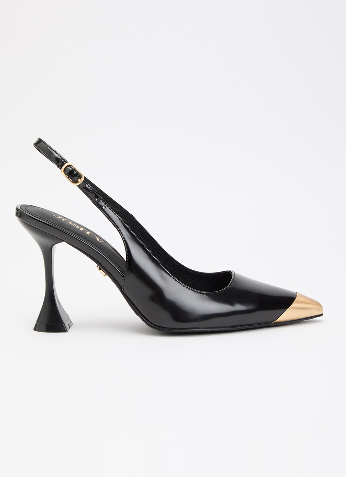 JOSH V Eleanna slingback met metallic details  - voorkant zwart