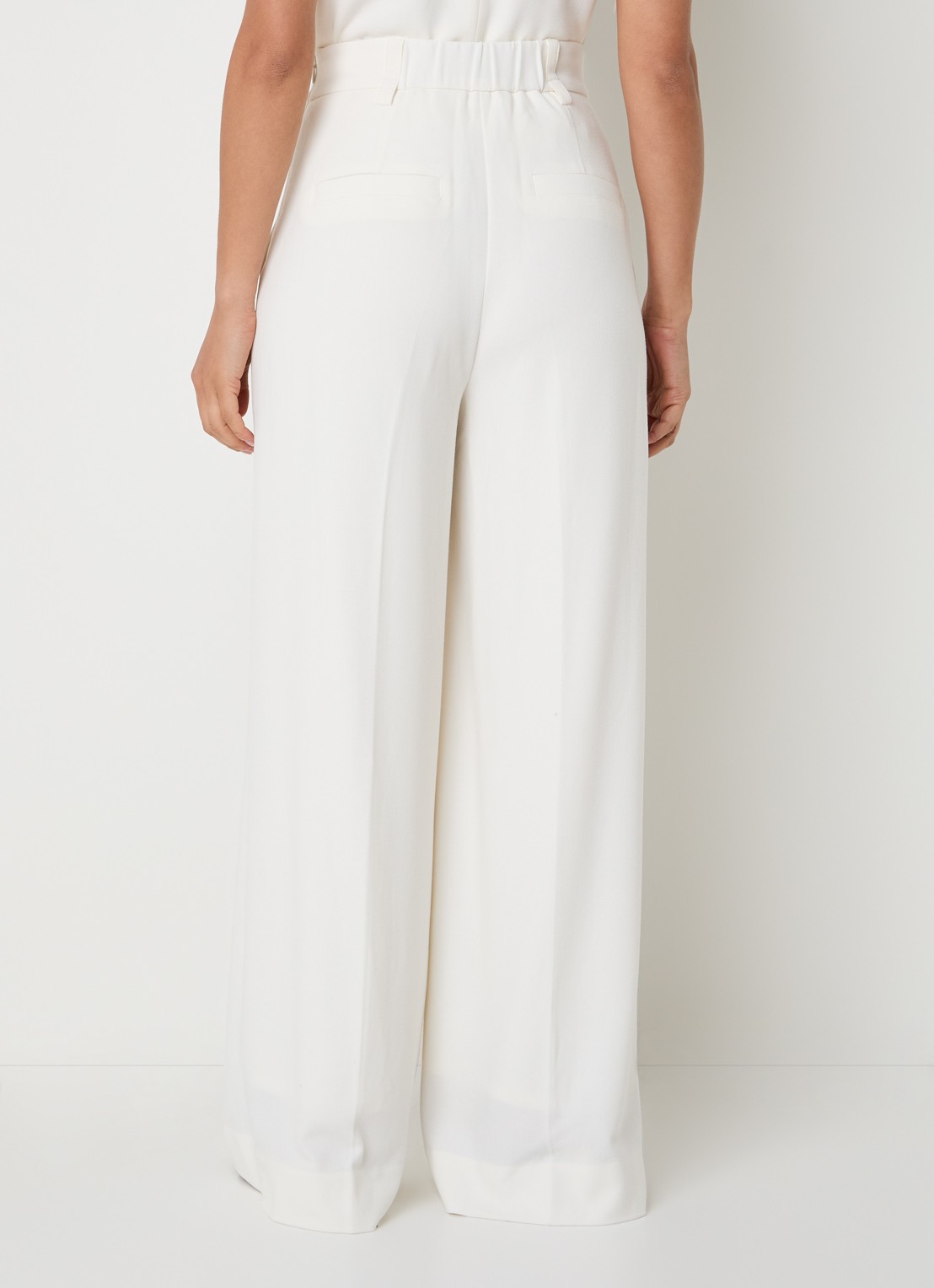 JOSH V Essa high waist straight fit pantalon met siernaad - achterkant gebroken wit