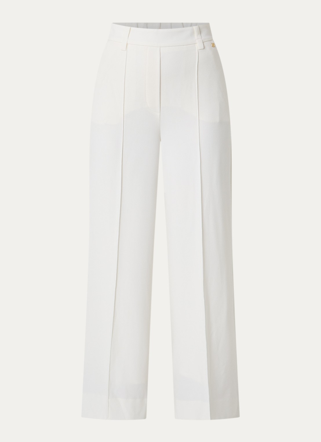 JOSH V Essa high waist straight fit pantalon met siernaad - voorkant 3 gebroken wit