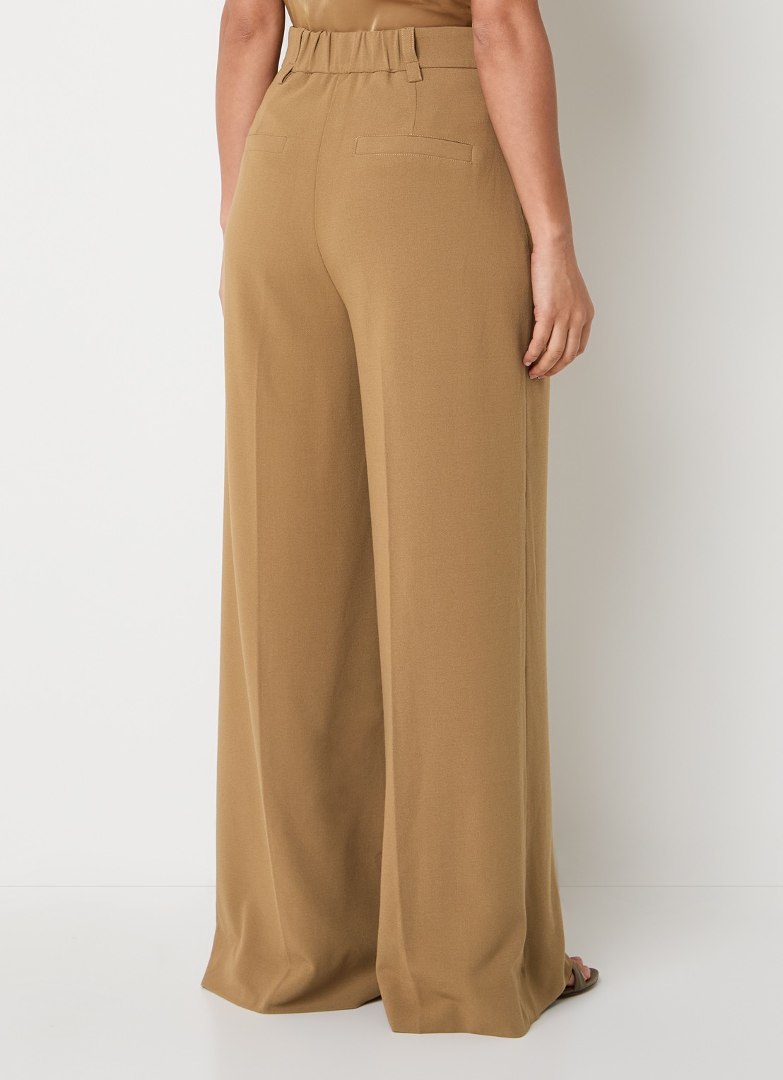 JOSH V Essa high waist straight fit pantalon met siernaad - achterkant camel
