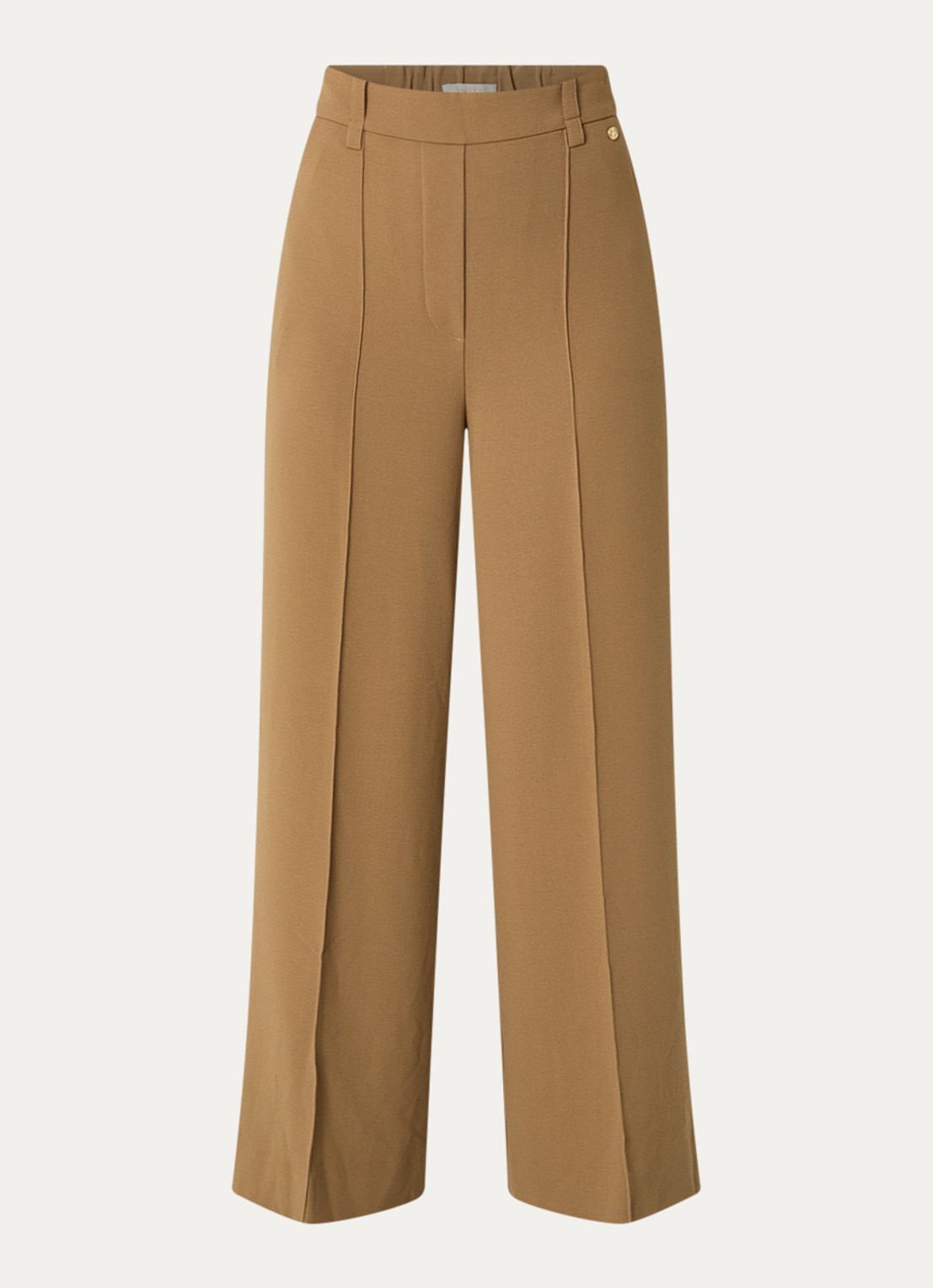 JOSH V Essa high waist straight fit pantalon met siernaad - voorkant 3 camel
