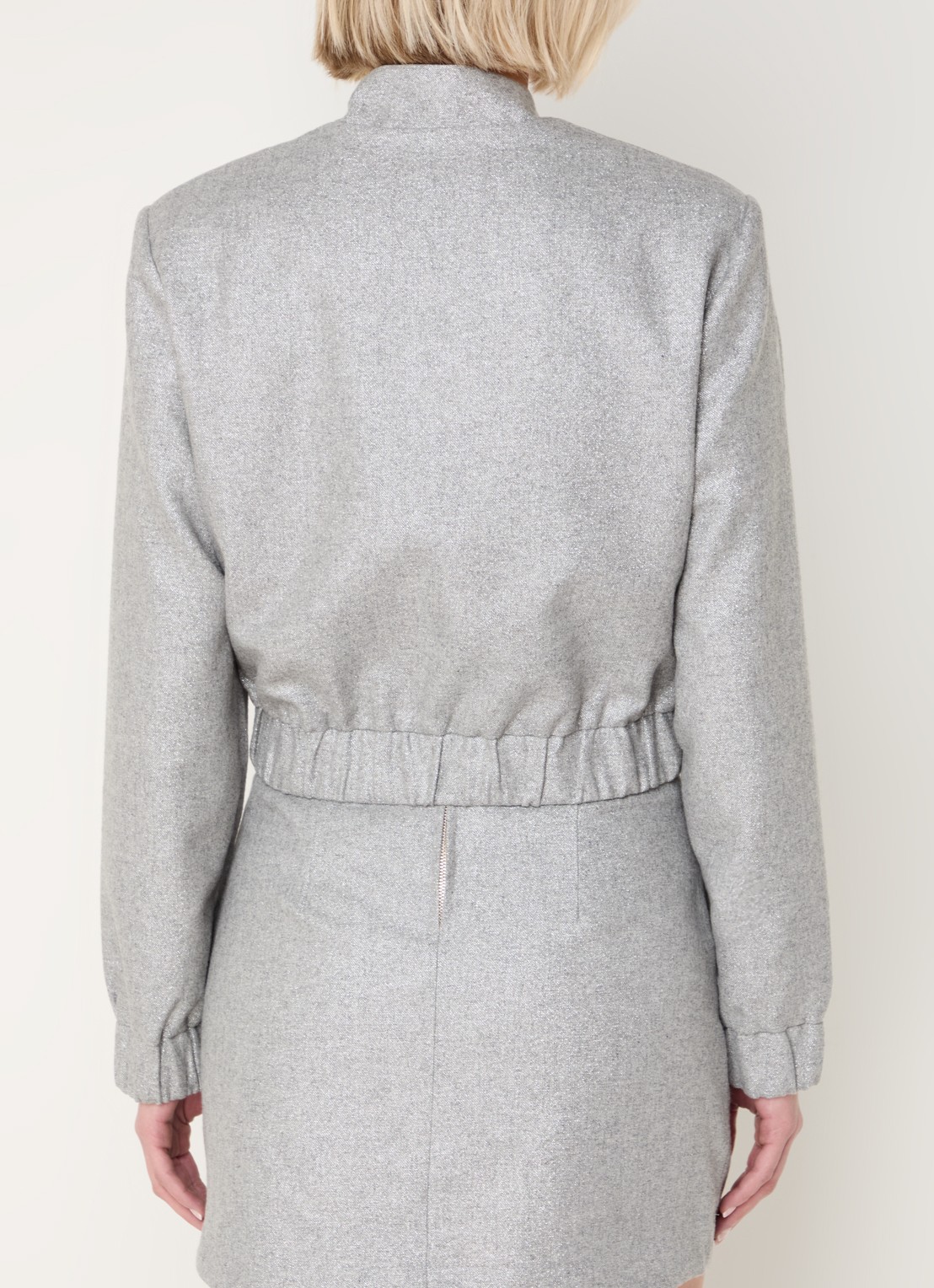JOSH V Fabienne jack in wolblend met lurex - achterkant grijs