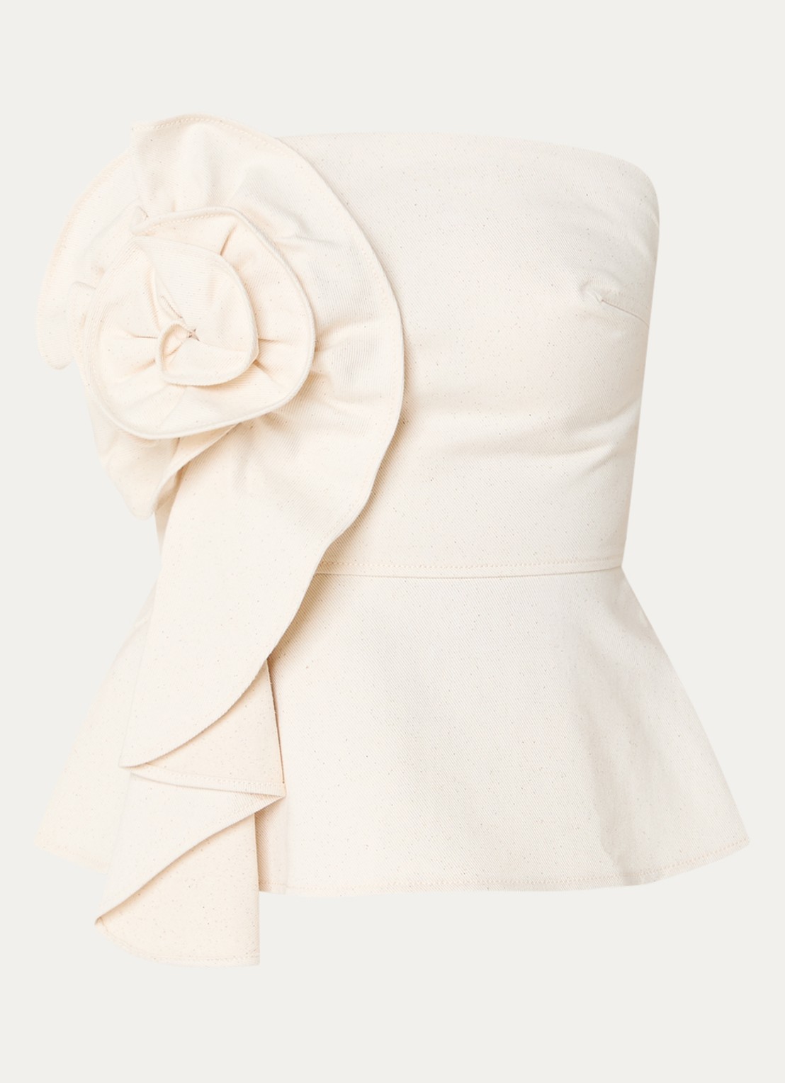 JOSH V Ferra strapless top van denim met applicatie - voorkant 2 creme