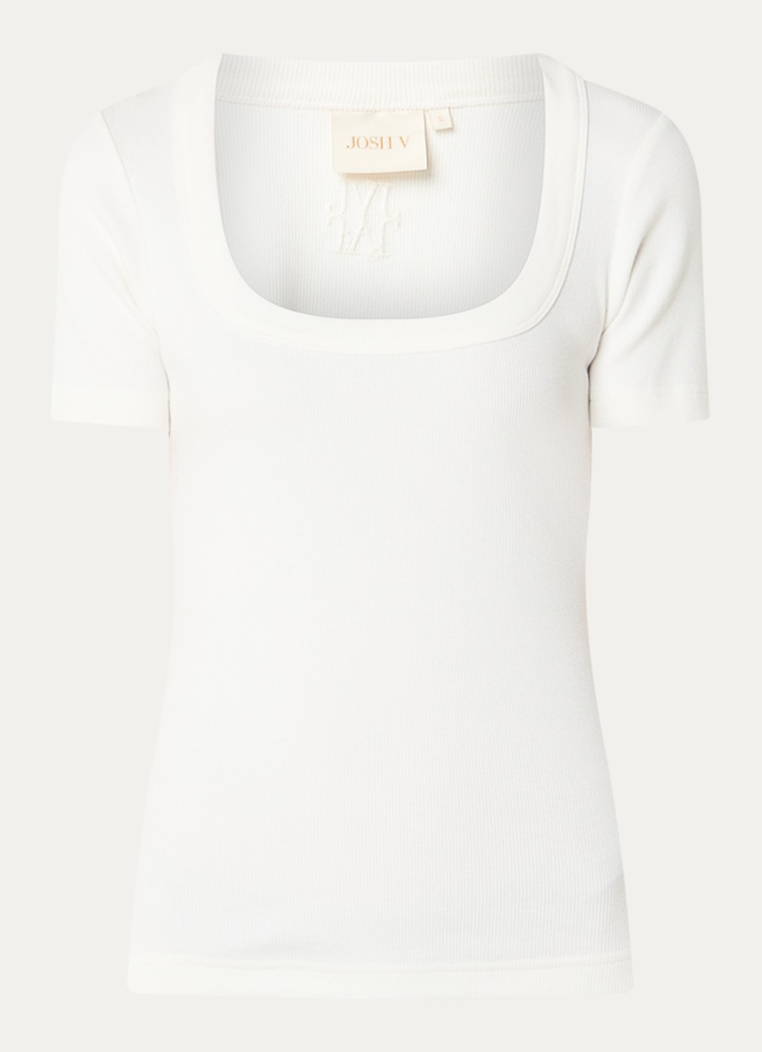 JOSH V Florelle T-shirt met stretch - voorkant 3 gebroken wit