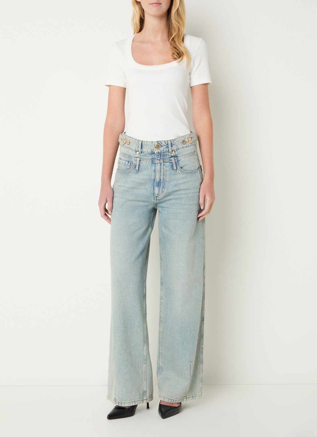 JOSH V Florelle T-shirt met stretch - voorkant 4 gebroken wit