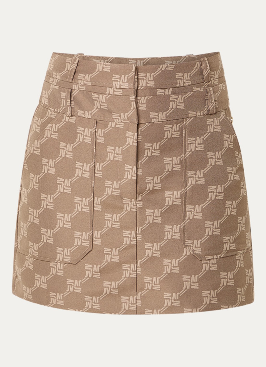 JOSH V Hava minirok met logoprint en steekzakken - voorkant 3 khaki