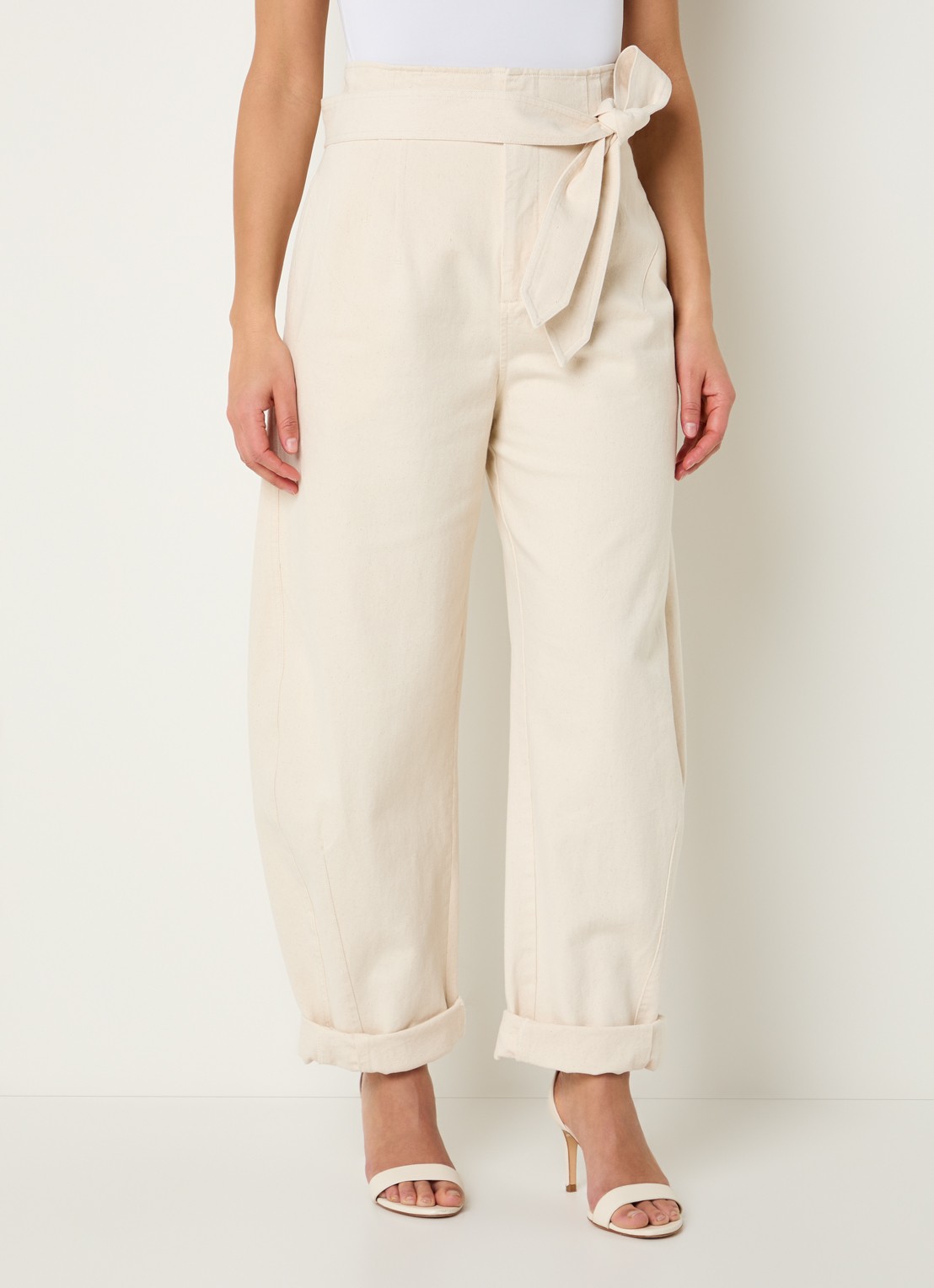 JOSH V High waist wide fit jeans met ceintuur - detail 2 creme