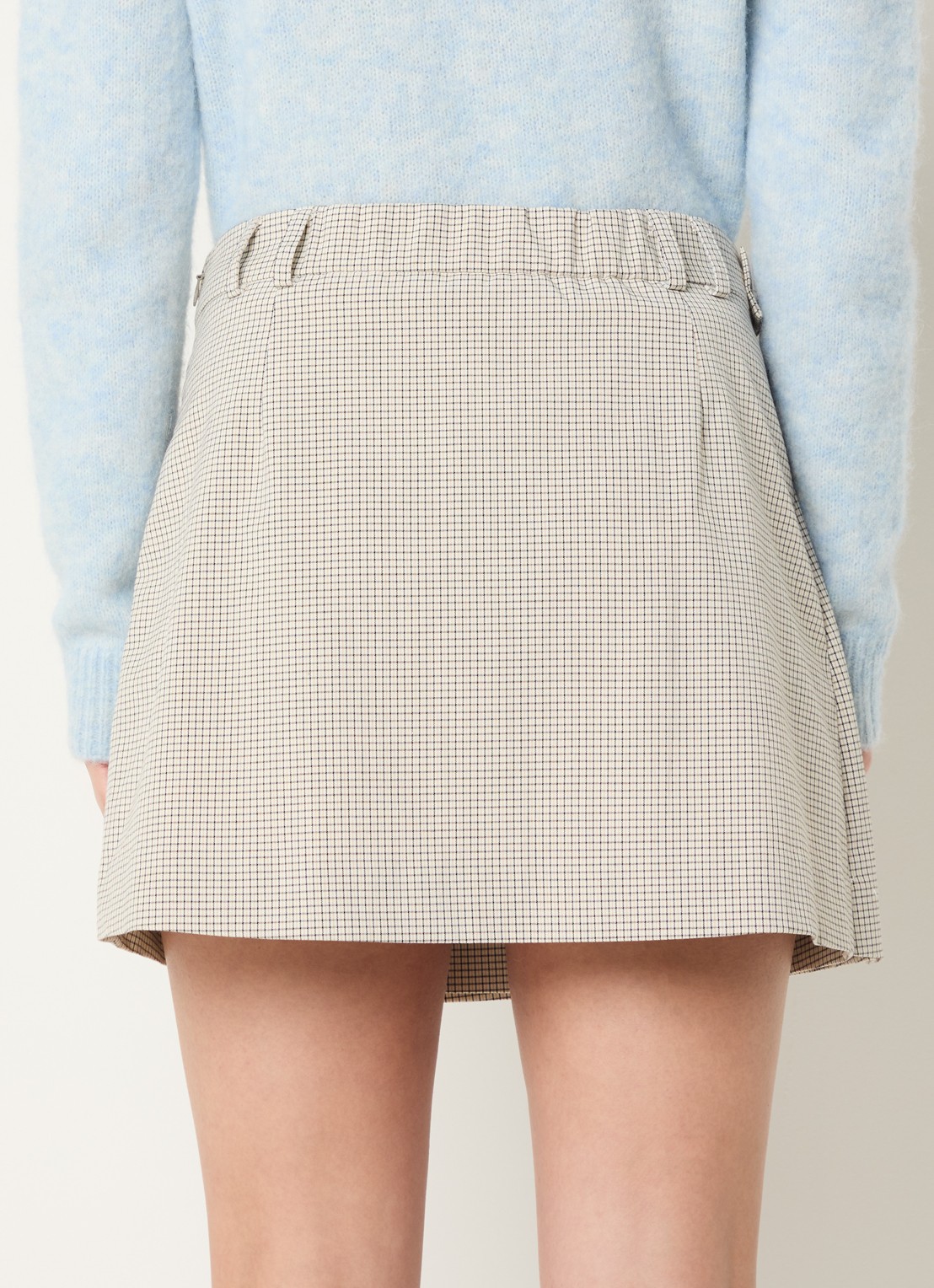 JOSH V Isadee mini plooirok met ruitprint - achterkant 4 beige