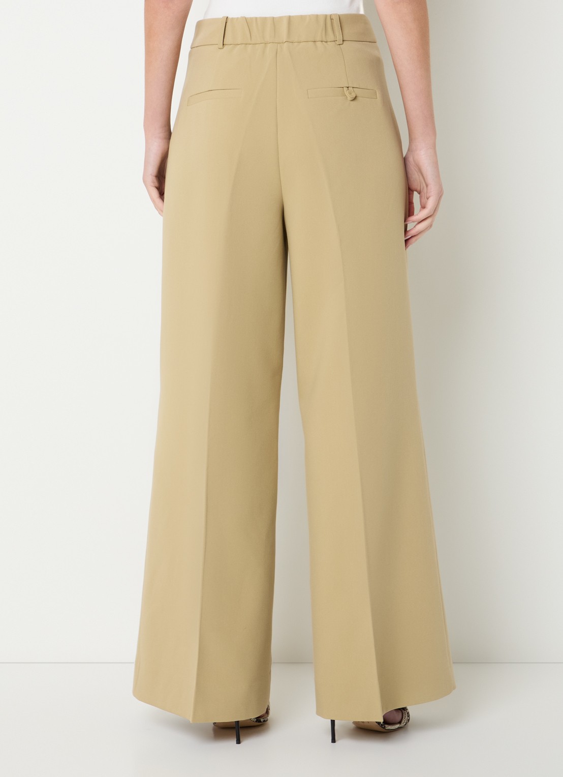 JOSH V Jessie high waist wide fit pantalon met steekzakken - achterkant 3 mosgroen
