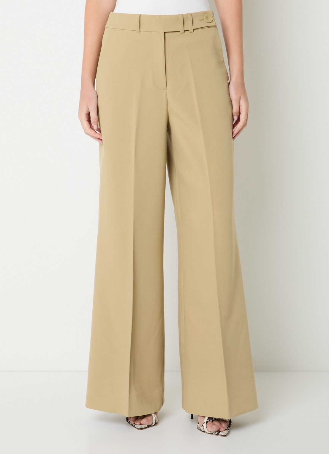 JOSH V Jessie high waist wide fit pantalon met steekzakken - detail 4 mosgroen