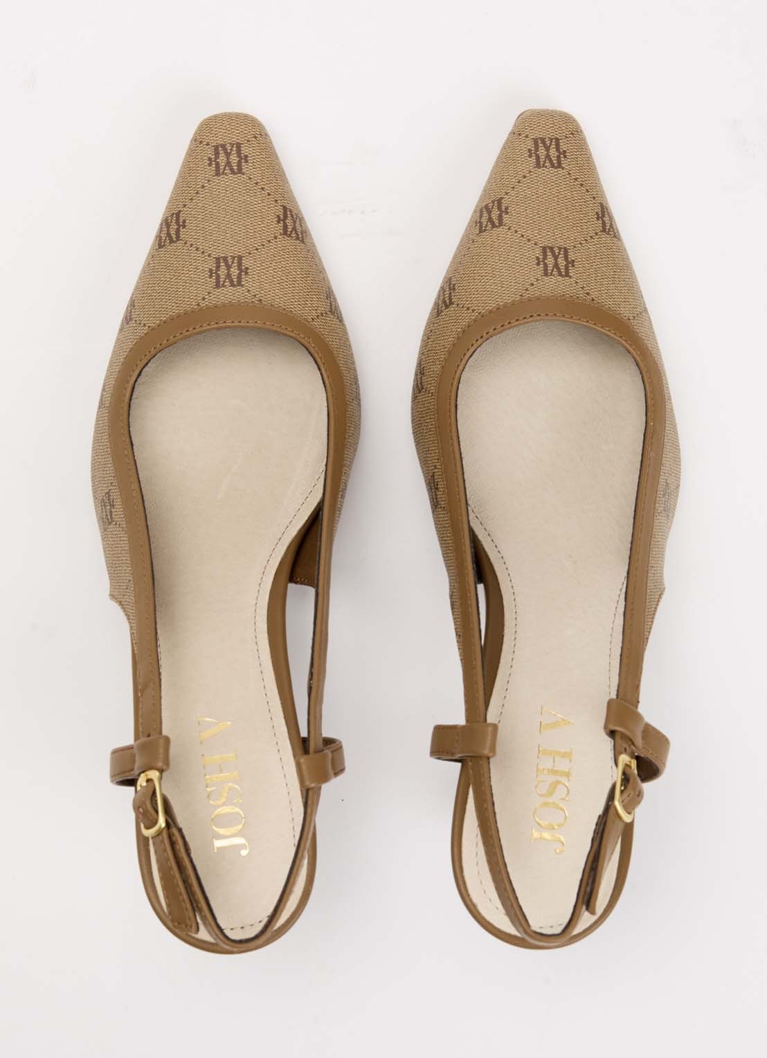JOSH V Jinthe slingback met logoprint - detail 2 lichtbruin